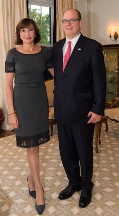 10 ans ambassade EU - S.A.S. le Prince Albert II de Monaco et S.E. Mme Maguy Maccario Doyle, Ambassadeur de Monaco aux Etat Unis © Palais Princier/G.Luci.