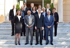 the Monegasque Committee for Regulated Professions - The first meeting was held with the Association of Accountants, and attended by other regulated professions.From front to back, left to right:-          1st row: Ms Anne-Marie BOISBOUVIER, Advisor in H.S.H. the Sovereign Prince’s Cabinet; Mr Jean-Paul SAMBA, Chair of the Association of Accountants; Mr Gilles TONELLI, Minister of Foreign Affairs and Cooperation; Mr Franck BIANCHERI-          2nd row: Mr Jean-Michel HUGUES and Mr Patrick RAYMOND, architects; Ms Pascale TARAMAZZO and Mr Jean-Humbert CROCI, accountants; Ms Isabelle ROSABRUNETTO, Director General of the Ministry of Foreign Affairs and Cooperation-          3rd row: Mr Alexis BLANCHI, architect; Mr Roland BERTRAND, masseur and physiotherapist; Ms Isabelle COSTA, Europe Unit Leader; Ms Laura GREENWOOD, Head of Section, Ministry of Finance and Economy© Charly Gallo – Government Media Bureau