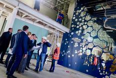 Construction pavillon ASTANA - Akhmetzhan Yessimov, Président de la société Astana EXPO-2017, visite le Pavillon Monaco @MIE