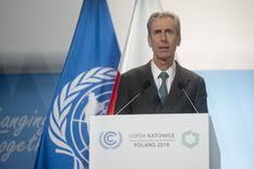 Gilles Tonelli - Cop24 - Gilles Tonelli, Minister of Foreign Affairs and Cooperation, speaking from the podium at the COP 24 high-level segment © DR 