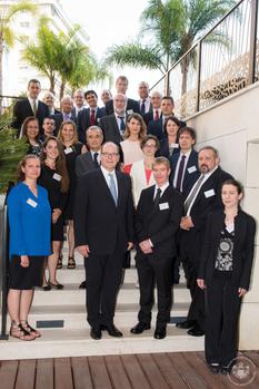 Réunion SCAR - H.S.H. Prince Albert II with experts from Monaco's Antarctic Biodiversity Assessment Workshop at the close of the meeting of the Scientific Committee on Antarctic Research's (SCAR's) Expert Meeting entitled "Antarctica and the Strategic Plan for Biological Diversity 2011-2020: Monaco's Declaration" 10 June 2015 © Eric Mathon/Prince's Palace 