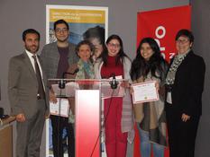 Sciences Po 2017 - Ms. Isabelle Rosabrunetto, Director General of Foreign Affairs and Cooperation, presenting prizes to the winners of the Solidarity Challenge:  a team of Moroccan students from the Sciences Po Paris-Middle East and Mediterranean Campus is being given a grant of EUR 12,000 to support access to employment for young people with disabilities in Morocco. ©DCI