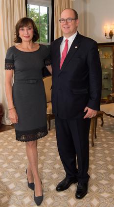 10 ans ambassade EU - His Serene Highness Prince Albert II of Monaco and Monaco’s Ambassador Maguy Maccario Doyle © Palais Princier/G.Luci