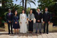 Accréditations Ambassadeurs Nigeria panama st marin EAU octobre 2022 - From left to right: H.E. Mr Kayode Ibrahim Laro, Ambassador Extraordinary and Plenipotentiary of Nigeria; H.E. Ms Issamary Sanchez Ortega, Ambassador Extraordinary and Plenipotentiary of Panama; H.E. Ms Hend Manea Saeed Al Otaiba, Ambassador Extraordinary and Plenipotentiary of the United Arab Emirates; Ms Isabelle Berro-Amadeï, Minister of Foreign Affairs and Cooperation; Mr Laurent Anselmi, Chief of Staff to H.S.H. Prince Albert II; and H.E. Mr Giovanni Luca Ghiotti, Ambassador Extraordinary and Plenipotentiary of San Marino. © Manuel Vitali – Government Communication Department