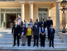 Accueil ECRI - M. Bertil Cottier, Mme Kristina Laprados, Mme Elena Malagoni, Mme Sophie Kurt, de la Commission du Conseil de l ‘Europe ; Laurent Anselmi, Patrice Cellario, Didier Gamerdinger, respectivement Conseiller de Gouvernement-Ministre du Département des Relations Extérieures et de la Coopération (D.R.E.C.), de l’Intérieur (I.N.T.), des Affaires Sociales et de la Santé (D.A.S.S.) ; Arnaud Hamon, Directeur des Affaires Juridiques et Jean-Laurent Ravera, Adjoint au Directeur ; Chrisitian Ceyssac et Corinne Bourdas Magail,, respectivement Chargé de Mission à l’I.N.T. et au D.R.EC ; Delphine Lanzara, Chef de Section au D.A.S.S. ©DR