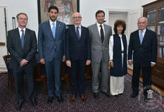 ACHM SEM - From left to right: Mr Rodolphe Berlin, Treasurer of the AHCM and Honorary Consul of El Salvador to Monaco; Mr Moustapha El-Solh, Chairman of the AHCM and Honorary Consul of Lebanon to Monaco; H.E. Mr Serge Telle, Minister of State; Mr Marc Lecourt, Vice Chairman of the AHCM and Honorary Consul General of Slovenia to Monaco; Ms Marie-Catherine Caruso-Ravera, Director of Diplomatic and Consular Relations and Mr Panayotis Touliatos, Secretary-General of the AHCM and Honorary Consul General of Greece to Monaco© Charly Gallo, Government Media Bureau