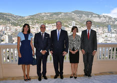 Ambassadeurs France Italie 2016 - With H.S.H. the Sovereign Prince, from left to right: Ms. Gallo, H.E. Mr. Cristiano Gallo, Ambassador Extraordinary and Plenipotentiary of Italy, H.E. Ms. Marine de Carne de Trecesson de Coetlogon, Ambassador Extraordinary and Plenipotentiary of the French Republic and Mr. Gilles Tonelli, Minister of Foreign Affairs and Cooperation, representing the Minister of State ©Communication Department /Charly Gallo 