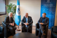 BCN-INTERPOL - From left to right: Jürgen Stock, INTERPOL Secretary General, Richard Marangoni, Police Commissioner, Christophe Haget, Head of Monaco Police Department Criminal Investigation Division.