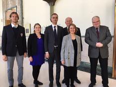 CIPEGS - From left to right:  Mathias Raymond, Delegate, Administrator of the National Olympic Committee;  Agatha Korczak, Second Secretary, Permanent Delegation of Monaco to UNESCO;  Johannes De Millo Terrazzani, Counsellor, Permanent Mission of Monaco to the United Nations Office;  David Chikvaidze, Chef de Cabinet of the Director-General at the United Nations Office at Geneva;  H.E. Ms. Carole Lanteri, Ambassador, Permanent Representative of Monaco to the United Nations Office at Geneva;  Serguei Shaposhnikov, Chief of Protocol at the United Nations Office at Geneva ©DR 