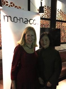 DTC Chine NYC - From left to right:  Ms. Cindy Hoddeson (Monaco Tourist Authority in North America) and Ms. Willow Hai Chang (China Institute Gallery)