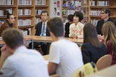 Hiroshima 1 - Noriko Sakashita, Hiroshima survivor, shares her story with a class of final-year pupils at Lycée Albert I ©Government Communication Department/Michael Alesi