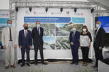 Inauguration bretelle autoroute - De gauche à droite sur la photographie : Jean-Jacques Raffaele, Vice-Président de la Communauté d’Agglomération de la Riviera Française et Maire de La Turbie ; Jean-Claude Guibal, Président de la Communauté d’Agglomération de la Riviera Française et Maire de Menton ; Xavier Beck, Vice-Président du Département des Alpes-Maritimes et Maire de Cap d’Ail ; Yoann Toubhans, représentant du Préfet des Alpes-Maritimes et Sous-Préfet de Nice-Montagne ; Marie-Pierre Gramaglia, Conseiller de Gouvernement - Ministre de l'Equipement, de l'Environnement et de l'Urbanisme de la Principauté de Monaco ; Blaise Rapior, Directeur Général du réseau Escota de Vinci Autoroutes ©Direction de la Communication / Stéphane Danna