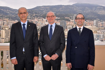 Monaco, San Marin et Andorre HD - Entourent le Ministre d'Etat, de gauche à droite, M. Antoni Martí Petit et M. Nicola RenziCrédit photo : © Charly Gallo / Direction de la Communication