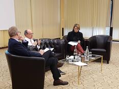 ONU Droits de l'homme - From left to right: H.E. Mr Valentin Zellweger, Ambassador and Permanent Representative of Switzerland to the Office of the United Nations in Geneva; Eric Tistounet, Chief of the Human Rights Council Branch of the Office of the United Nations High Commissioner for Human Rights; and H.E Ms Carole Lanteri, Ambassador and Permanent Representative of the Principality to the Office of the United Nations in Geneva © DR