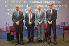 Participation de Monaco à la 51ème Conférence régionale européenne d'INTERPOL - De gauche à droite : Pierre WIOSKA, Richard MARANGONI, Jürgen STOCK et Jean-François MIRIGAY. ©DR