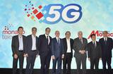 Personnalités 5g 2019 - De gauche à droite : Patrick Bouffel, Directeur Réseaux et Systèmes de Monaco Telecom ; Martin Péronnet, Directeur Général de Monaco Telecom; Fréderic Genta, Délégué interministériel chargé de la Transition numérique ; Serge Telle, Ministre d’Etat ; Xavier Niel, Actionnaire majoritaire de Monaco Telecom ; Etienne Franzi, Président de Monaco Telecom ; Guo Ping, Vice-Président de Huawei, Jean-Luc Biamonti, Président-Délégué de la SBM. ©Direction de la communication – Michael Alesi