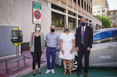 Point presse Monaco ON - Sur la photo, de gauche à droite : Natacha Roux (Société Monégasque de l'Electricité et du Gaz), Régis Fontanez (Direction de l’Aménagement Urbain), Virginie Hache-Vincenot (Mission pour la Transition Energétique) et Gilles Manera (Service des Parkings Publics). © Stéphane Danna - Direction de la Communication