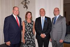 Voir la photo - Caption: to the right of H.S.H. the Sovereign Prince: Marine de Carné-Trécesson, French Ambassador, Richard Marangoni, Police Commissioner, and Serge Telle, Minister of State. © - Government Communication Department / Charly Gallo