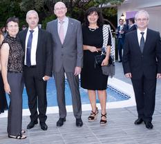 Réception 2019 Madrid 1 - H.E. Mr Jean-Luc Van Klaveren with the Ambassadors representing Luxembourg, Bulgaria, Slovenia and Belarus. © DR