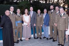 Réception 2019 Madrid 2 - H.E. Mr Jean-Luc Van Klaveren and Mrs Van Klaveren surrounded by members of the Spanish Royal Guard General Staff. © DR