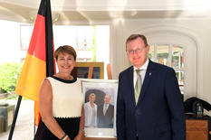 Réception Allemagne 2017 - S.E. Mme Isabelle Berro-Amadei, Ambassadeur de Monaco en Allemagne et M. Bodo Ramelow, Ministre-président de Thuringe ©DR