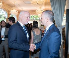 Réception Ambassade France 2019 - S.E. M. Peter Thomson, Envoyé Spécial du Secrétaire général des Nations Unies pour les océans, et S.E. M. Christophe Steiner, Ambassadeur de la Principauté de Monaco en France ©Cyrill Bailleul