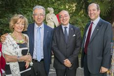 Réception Ambassade Italie 2016 - De gauche à droite : Mme Fillon ; S.E. M. Robert Fillon, Ambassadeur de Monaco en Italie ; S.E. M. Cristiano Gallo et S.E. M. Riccardo Guariglia, Chef du Protocole diplomatique du Ministère italien des Affaires étrangères ©DR
