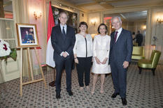 Réception Paris 2016 - De gauche à droite : S .E. M. Christian Masset, Secrétaire général du Quai d'Orsay ; Mme Isabelle Rosabrunetto, Directeur Général du Département des Relations Extérieures et de la Coopération ; Mme Cottalorda et S.E. M. Claude Cottalorda, Ambassadeur de Monaco en France ©DR