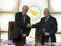 Semaine de Monaco à Moscou - Société de Géographie de Russie - Russian Geographical Society – Signature of a framework cooperation agreement with the Prince Albert II FoundationFrom left to right:  H.E. Mr. Bernard Fautrier, Vice-President and Chief Executive Officer of the Prince Albert II Foundation and Mr. Nicolai Kasimov, First Vice-President of the Russian Geographical Society.