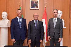 Signature Accord MC It 2017 - From left to right: H. E. Mr Philippe Narmino, Secretary of Justice, H.E. Mr Cristiano Gallo, Ambassador of Italy to Monaco, and Gilles Tonelli, Minister of Foreign Affairs and International Cooperation - ©Government Communication Department/Charly Gallo