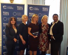 Sport et ONU - From left to right:  H. E. Ms. Isabelle Picco, Permanent Representative to the UN;  Valerie Ackerman, first President of the Women's National Basketball Association;  Sarah Fitz-Gerald, five-times World Squash Champion;  Ashley Bernard, Founder of the Tournament of Champions Women's Squash Leadership Programme;  and H. E. Ms. Pennelope Beckles, Permanent Representative of Trinidad and Tobago to the United Nations©DR