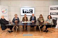 TMC PNTE - De gauche à droite : Etienne Franzi, Vice-Président de TMC, Catherine Puiseux, Directrice RSE pour le Groupe TF1, Céline Nallet, Directrice Générale des chaînes de la TNT du groupe TF1 (TMC, TFX et TF1 Séries films), S.E. M. le Ministre d’Etat, Marie-Pierre Gramaglia, Conseiller de Gouvernement - Ministre de l’Équipement, de l’Environnement et de l’Urbanisme et Annabelle Jaeger-Seydoux, Directeur de la Mission pour la Transition Energétique. ©Direction de la Communication / Manuel Vitali