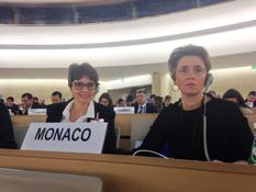 UNCHR 2016 - Ms Marie-Noëlle Albertini, Diplomatic Counsellor, and H.E. Ms Lanteri, Ambassador and Permanent Representative of Monaco to the Office of the United Nations in Geneva © DR