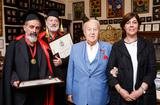 Voir la photo - © DR - de gauche à droite, Gérard Pettiti et Claude Rosticher, Zourab Tsereteli - Président de l’Académie Russe des Arts et S.E. Mme Mireille Pettiti, Ambassadeur de Monaco dans la Fédération de Russie