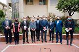 Visite Ministre d'Etat Centre de Coordination Gérontologique - De gauche à droite : Dr Alexandre Bordero, Marie-Piere Gramaglia, Didier Gamerdinger, Dr Sandrine Louchart de la Chapelle, George Marsan, S.E. M. Pierre Dartout, Philippe Migliasso, Stéphane Valeri, Benoîte de Sevelinges. ©Direction de la Communication / Michael Alesi