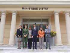 Visite Pologne - From left to right:  Marie-Noëlle Albertini, Diplomatic Advisor at the Ministry of Foreign Affairs and Cooperation;  Anne-Marie Boisbouvier, Advisor in the Cabinet of H.S.H. the Prince;  Marie-Catherine Caruso-Ravera, Director of Diplomatic and Consular Relations;  Martin Ociepa, Under-Secretary of State at the Ministry of Entrepreneurship and Technology;  Isabelle Rosabrunetto, Director General of the Ministry of Foreign Affairs and Cooperation and Aleksander Siemaszko, Head of the European Countries Unit, International Trade Department, Ministry of Entrepreneurship and Technology of Poland ©DR 