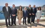 VO Egypte - De gauche à droite : M. Henri Fissore, Président du Conseil d’Administration du Grimaldi Forum Monaco ; M. Ossama Heikal, Député Parlementaire - Président de la Commission des Antiquités, Culture et de l'Information au Parlement ; S.E .Mme Rania Al-Mashat, Ministre du Tourisme ; Patrice Cellario, Conseiller de Gouvernement-Ministre de l'Intérieur ; S.E. M. Khaled Elanany, Ministre des Antiquités ; S.E. M. Ehab Badawy, Ambassadeur d’Egypte à Monaco ; Mme Sahar Talaat Mostafa, Députée Parlementaire - Présidente de la Commission du Tourisme et de l'Aviation au Parlement. ©Direction de la Communication/Michaël Alesi