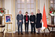 Voeux Paris 2 © Cyril BAILLEUL - Ambassade de Monaco - Le Nonce Apostolique, Doyen du Corps diplomatique, entouré d’Isabelle BERRO-AMADEÏ, Conseiller de Gouvernement–Ministre des Relations Extérieures et de la Coopération, de S.E. M. Christophe STEINER, Ambassadeur de Monaco en France et son épouse.